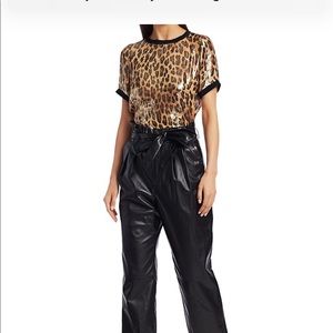 Alice + Olivia piera coated leopard print blouse